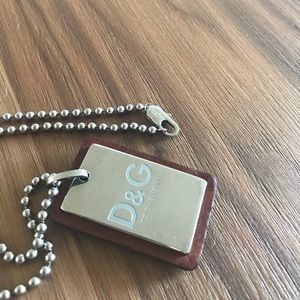 Dolce & Gabbana leather trim logo dog tag necklace